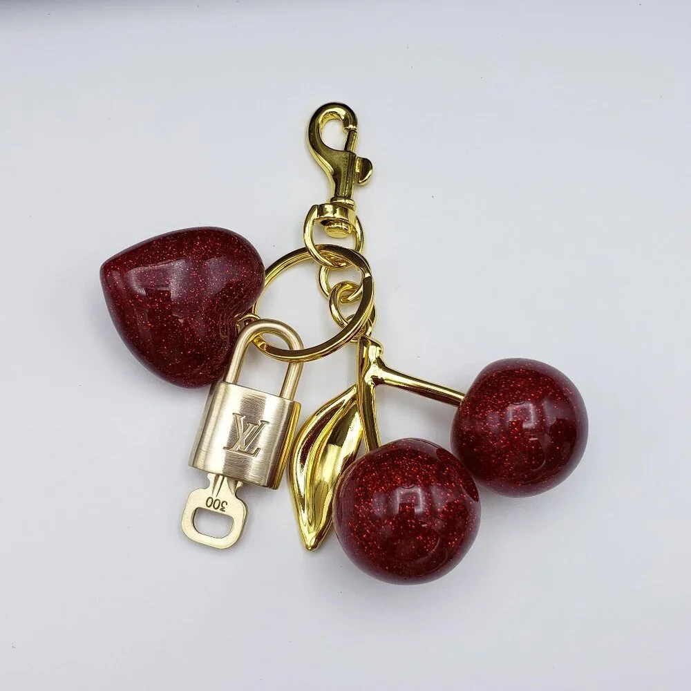 Authentic Louis Vuitton Lock & Key with Unbranded Apple/Heart Charm, Keychain